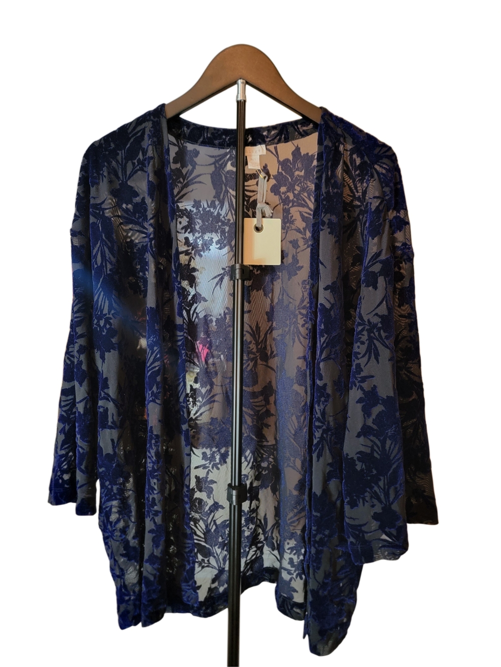 hinge Navy Blue Sheer Floral Velvet Kimono - Nordstrom - NWT - Size Medium/Large